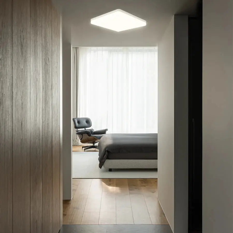 MARPOU square LED ceiling lamp with neutral white, cold white, and warm white options for bedroom lighting