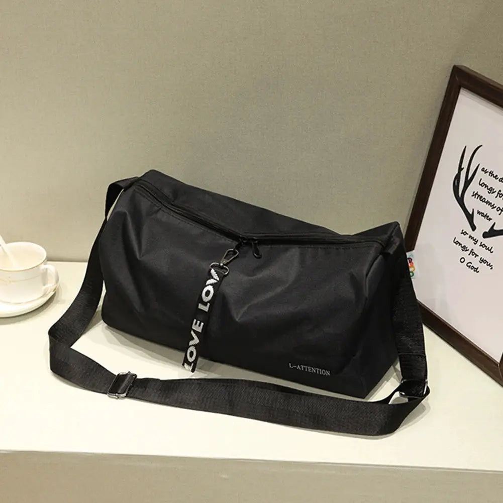 Sport gym bag Simples Market; black waterproof duffel with large capacity and separate shoe compartment