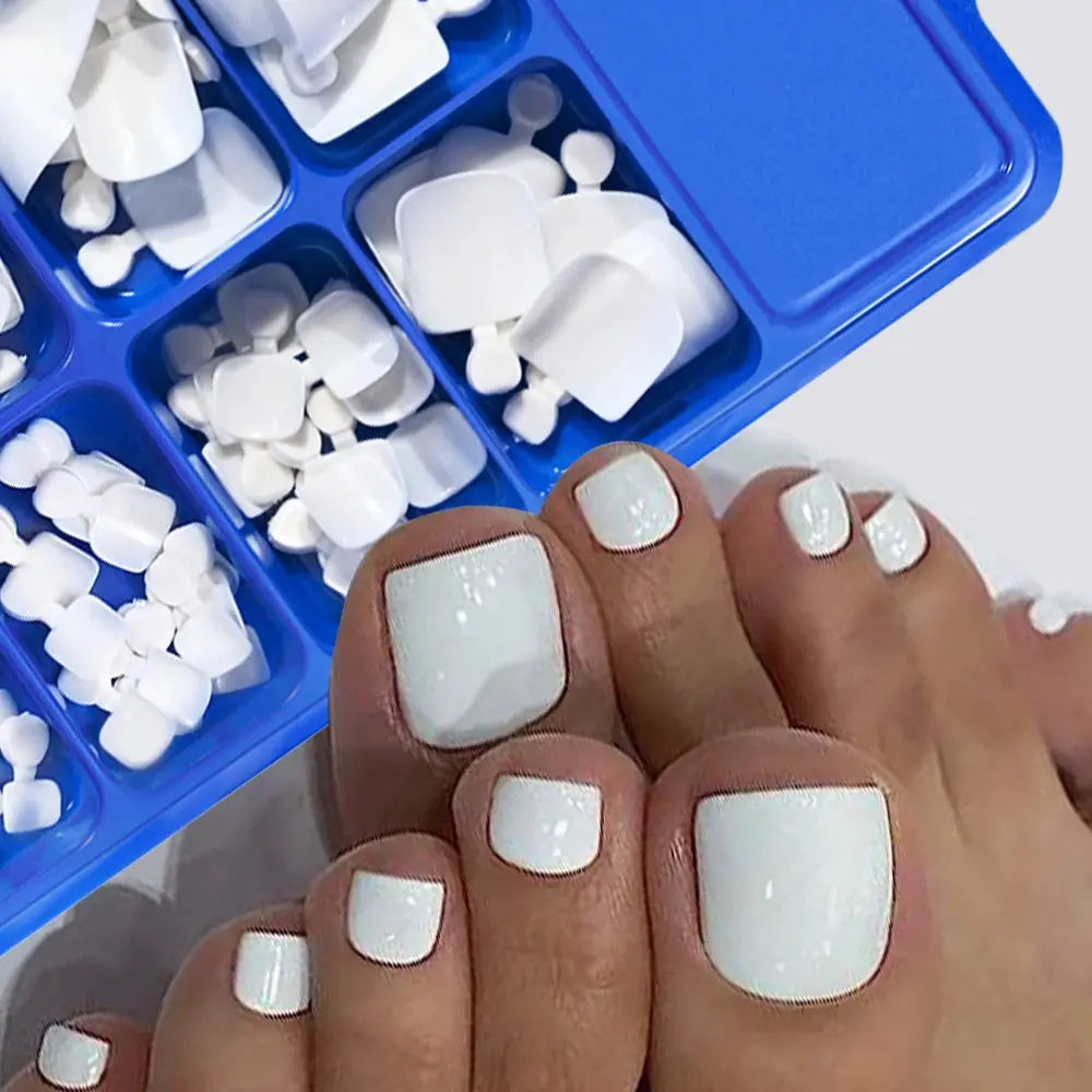Glamour Nail Natural White Press On Toenails 100Pcs Full Cover Square Acrylic False Nails Kit For Salon Pedicure