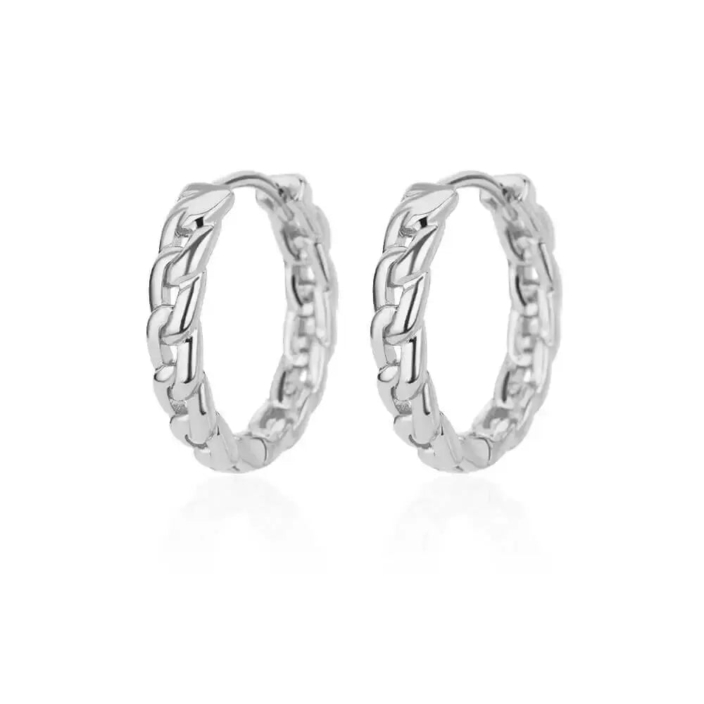 Round hoop earrings in silver stainless steel, by Simples Market.