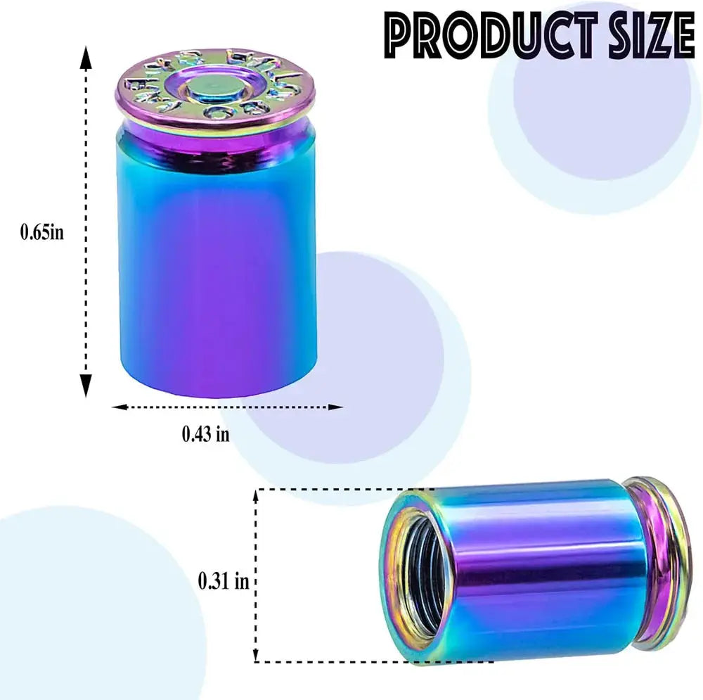 4 Pack Bullet Shell Tire Valve Stem Caps Aluminum Alloy For Cars SUVs Trucks Motorcycles Bicycles