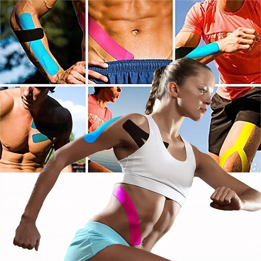 Kinesiology Tape Pro by Simples Market; multicolor waterproof 20 precut strips for muscle and joint support