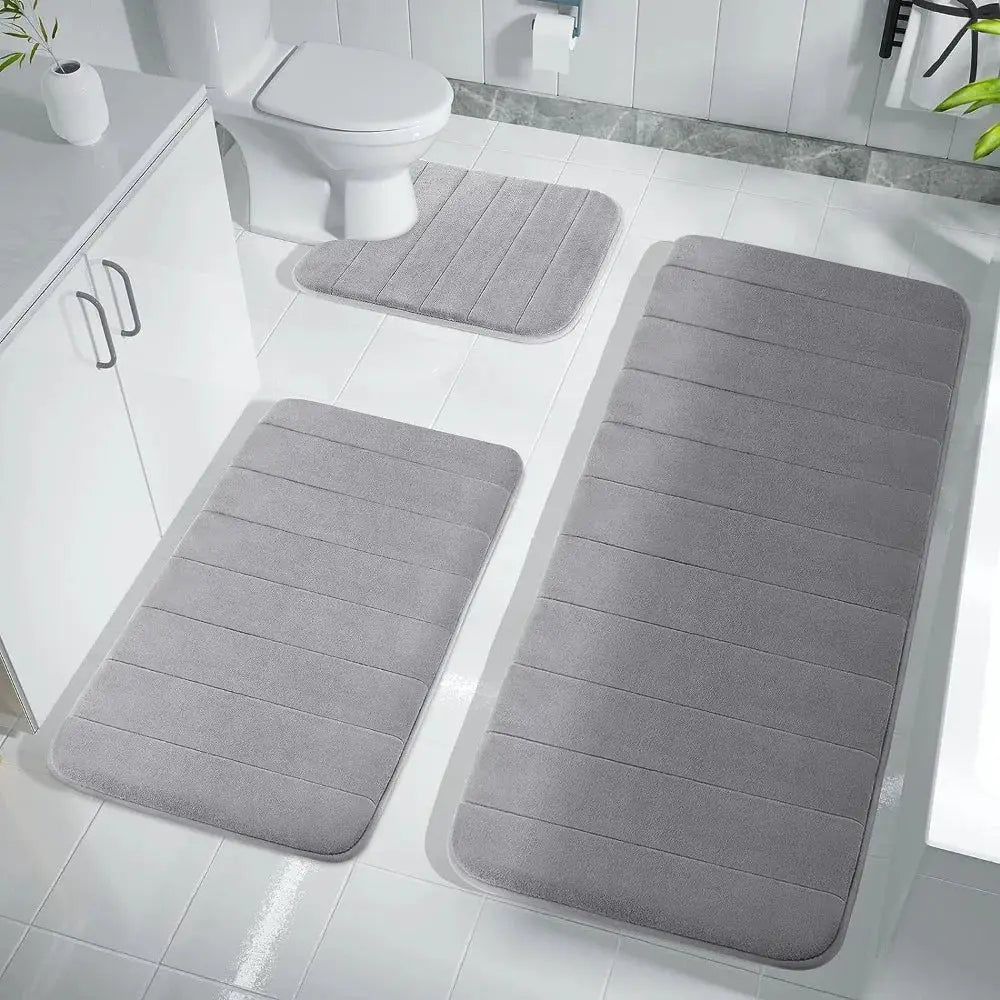 CloudLux Memory Foam Bath Mat Ultra Absorbent Three Layer Microfiber With Non Slip Backing Quick Drying