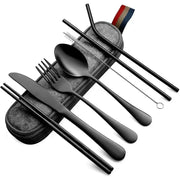 EcoNest 8 Piece Portable Tableware Set In One Box Stainless Steel Utensils For Outdoor Picnics Travel Eco Friendly