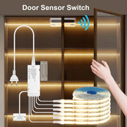 Door sensor switch kit with 12V COB LED strip, Simples Market, for cabinet/wardrobe lighting