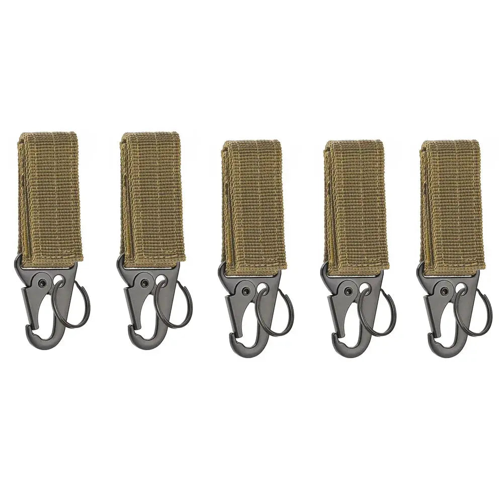 Carabiner nylon key hook with MOLLE strap, olive drab, 5-pack by Simples Market