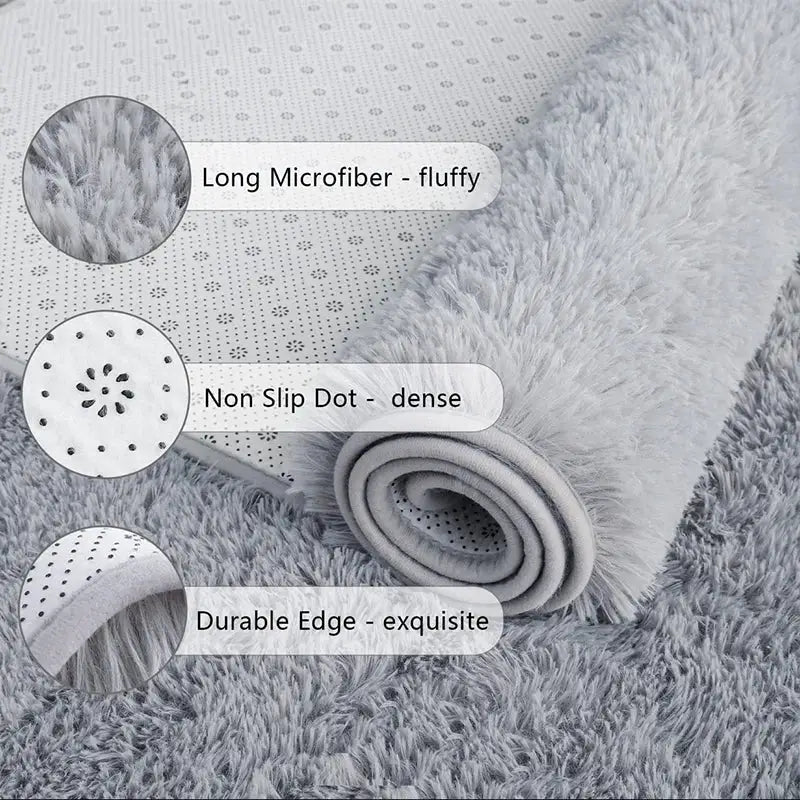 VIKAMA black shaggy area rug by Simples Market, long microfiber plush with non-slip backing and durable edge