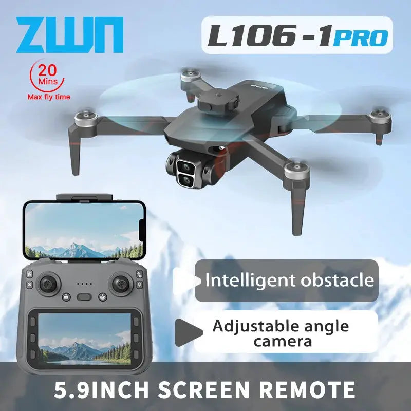 L106-1PRO GPS drone by Simples Market with 4K camera and 5G WiFi; brushless quadcopter with 5.9-inch screen remote