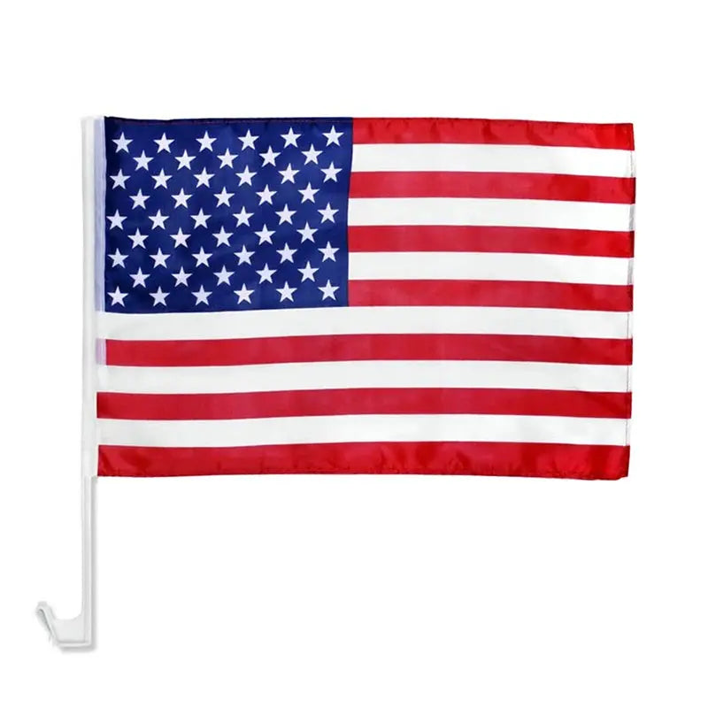 Aer American Car Flag 12x18 Inch With Plastic Pole For Vehicles