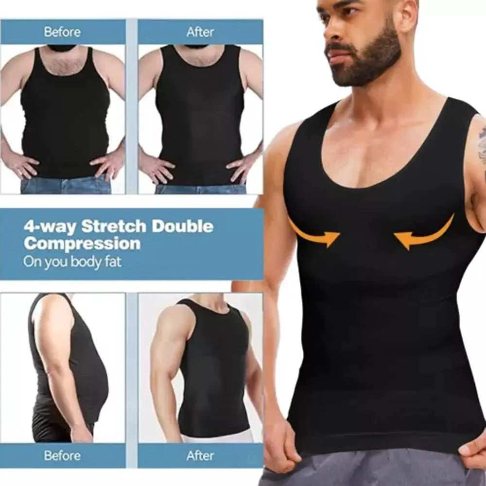 Men's high compression slimming shirt, 2-pack black body shaper tank tops, Simples Market
