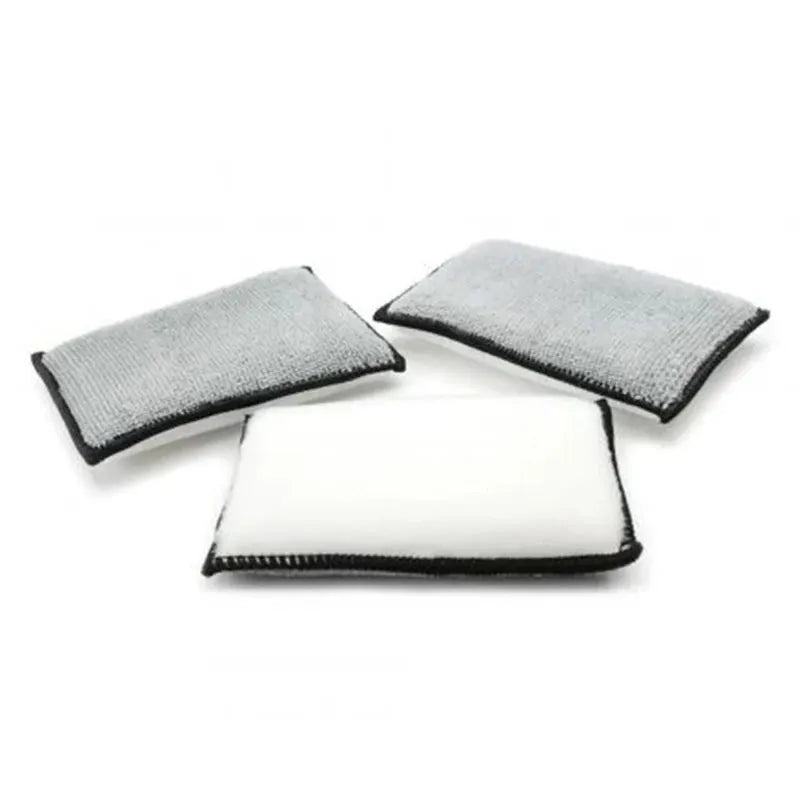 Car detailing microfiber scrubbing sponges, 3-piece gray/white set by Simples Market