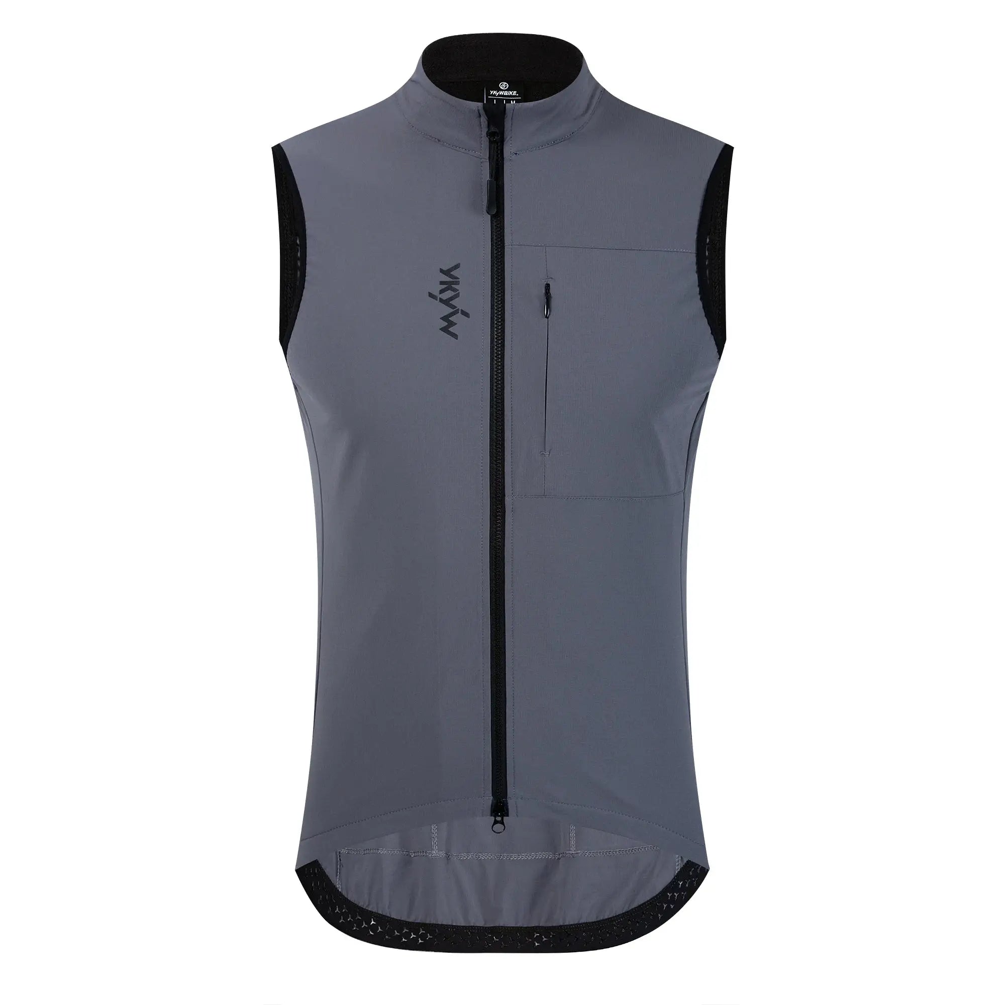 YKYWBIKE men's cycling sleeveless vest in grey with front zipper and mesh panels