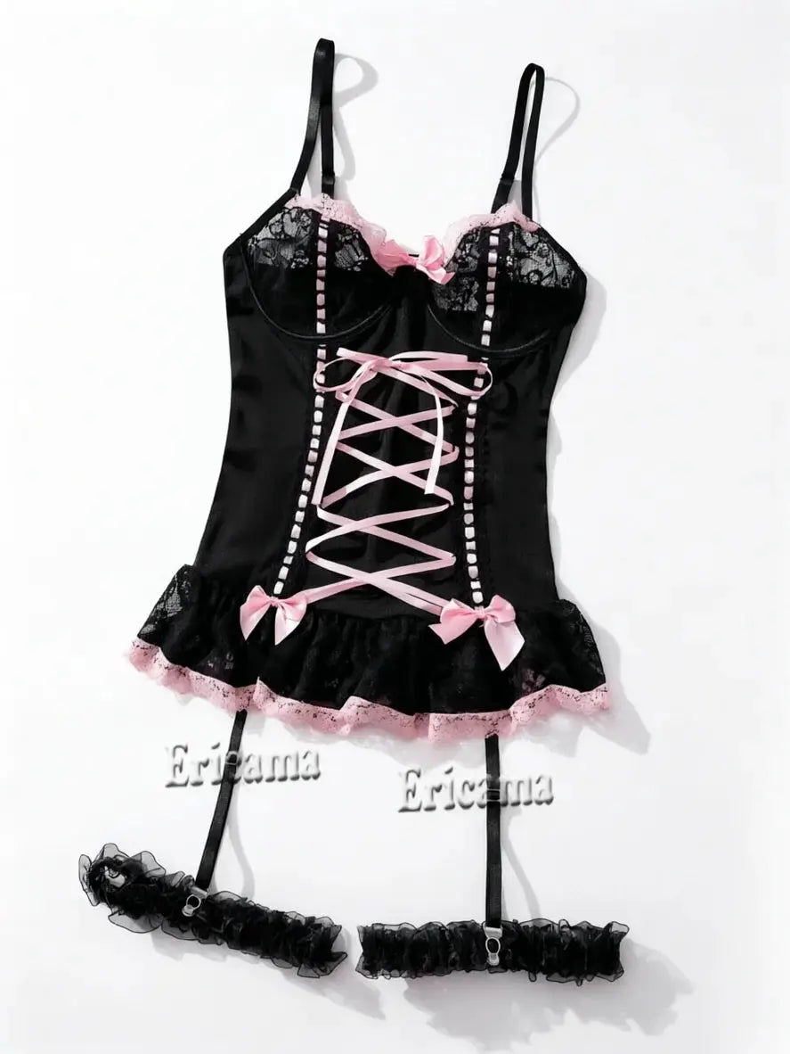 LuxeLace Intima Sexy Bra And Garter Set Seamless Underwire Comfort With Sultry Lace Lingerie