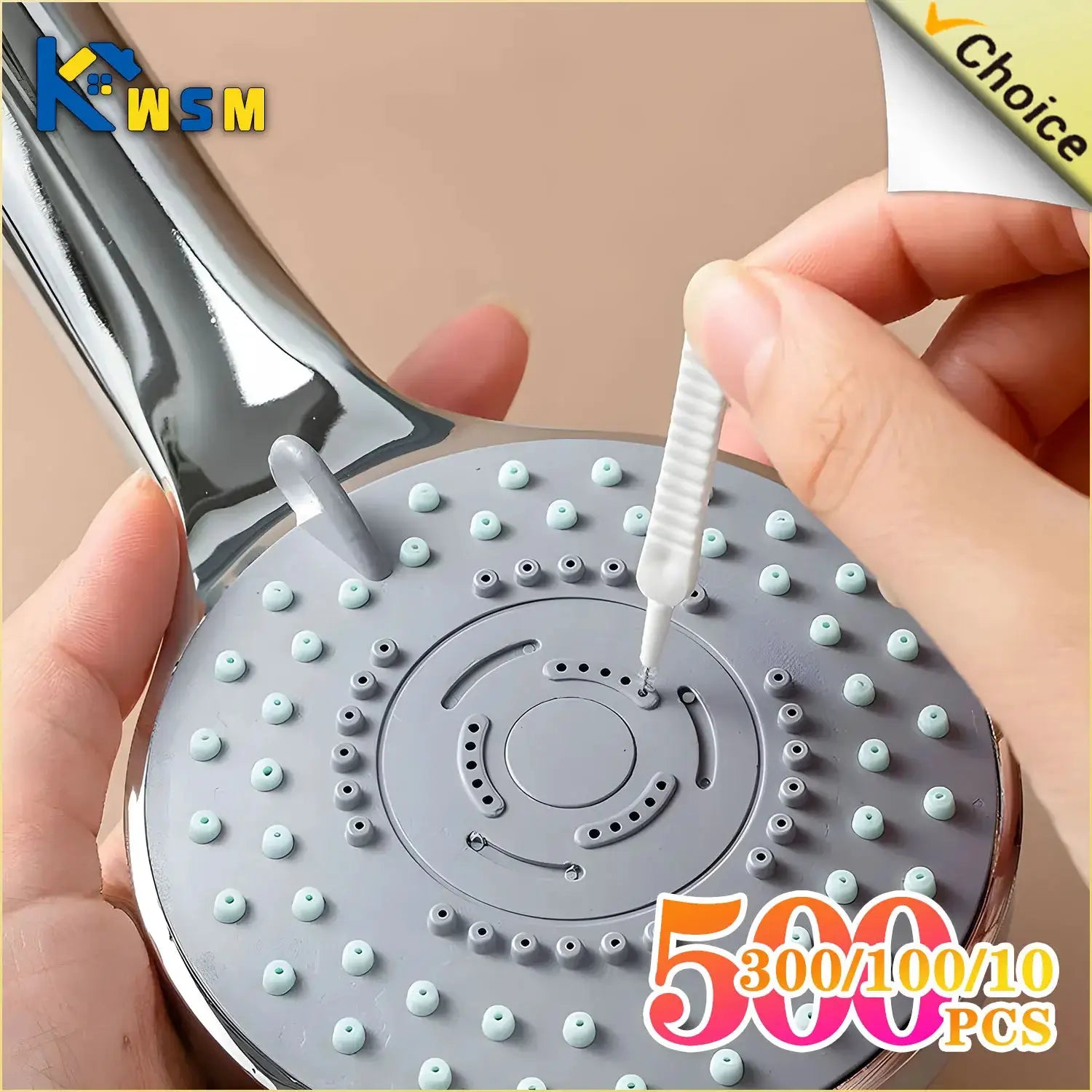Simples Market shower cleaning brush set with micro nylon bristles and nozzle tips, anti-blocking design, 10–500 pcs