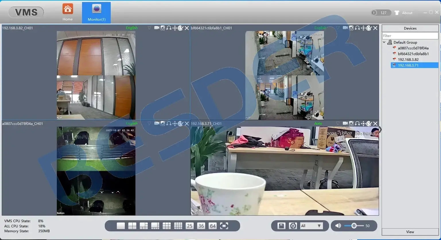 BESDER 4K 8MP WiFi IP camera system interface with four outdoor PTZ feeds