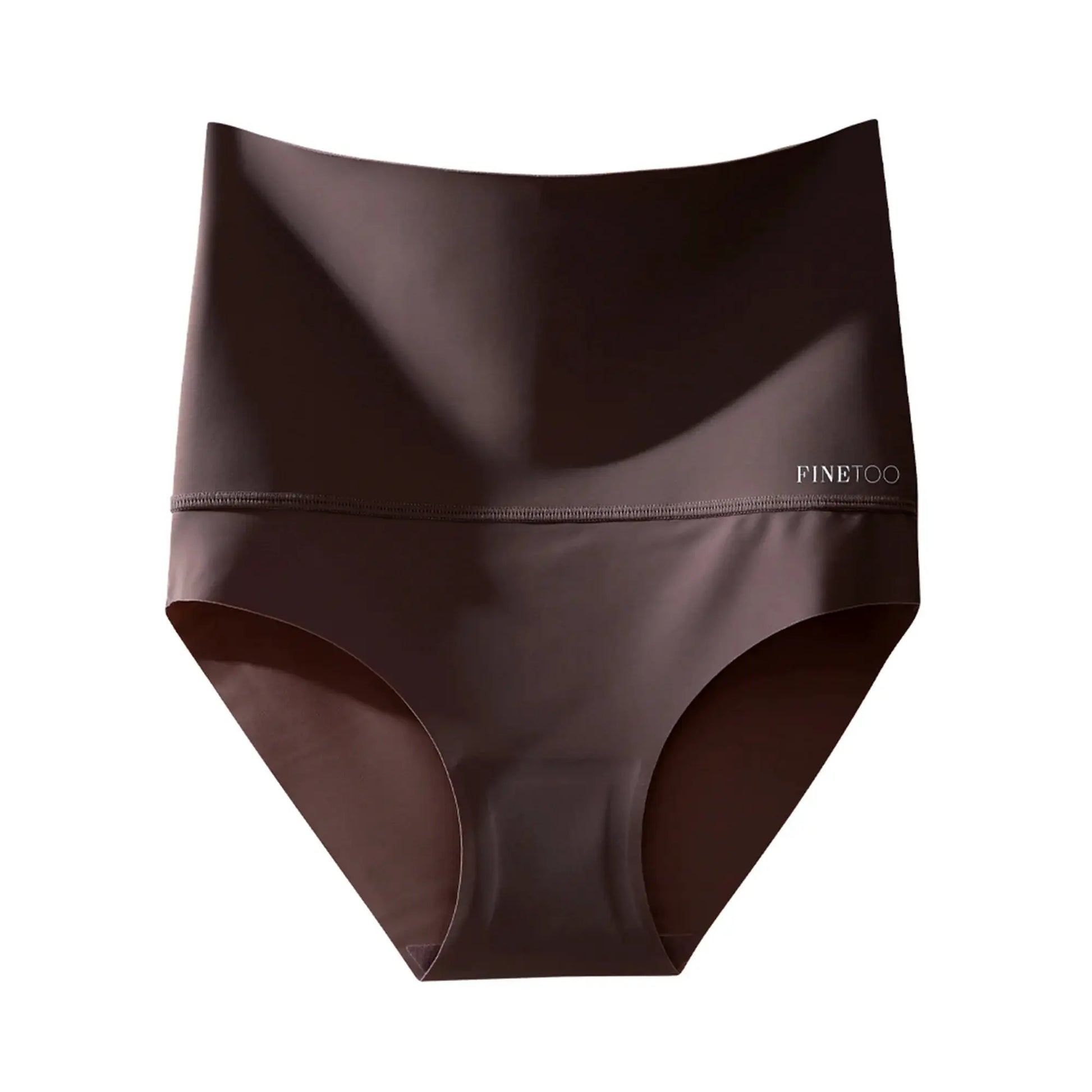 Finetoo seamless high-waist panties in brown ice silk, breathable shapewear by Simples Market
