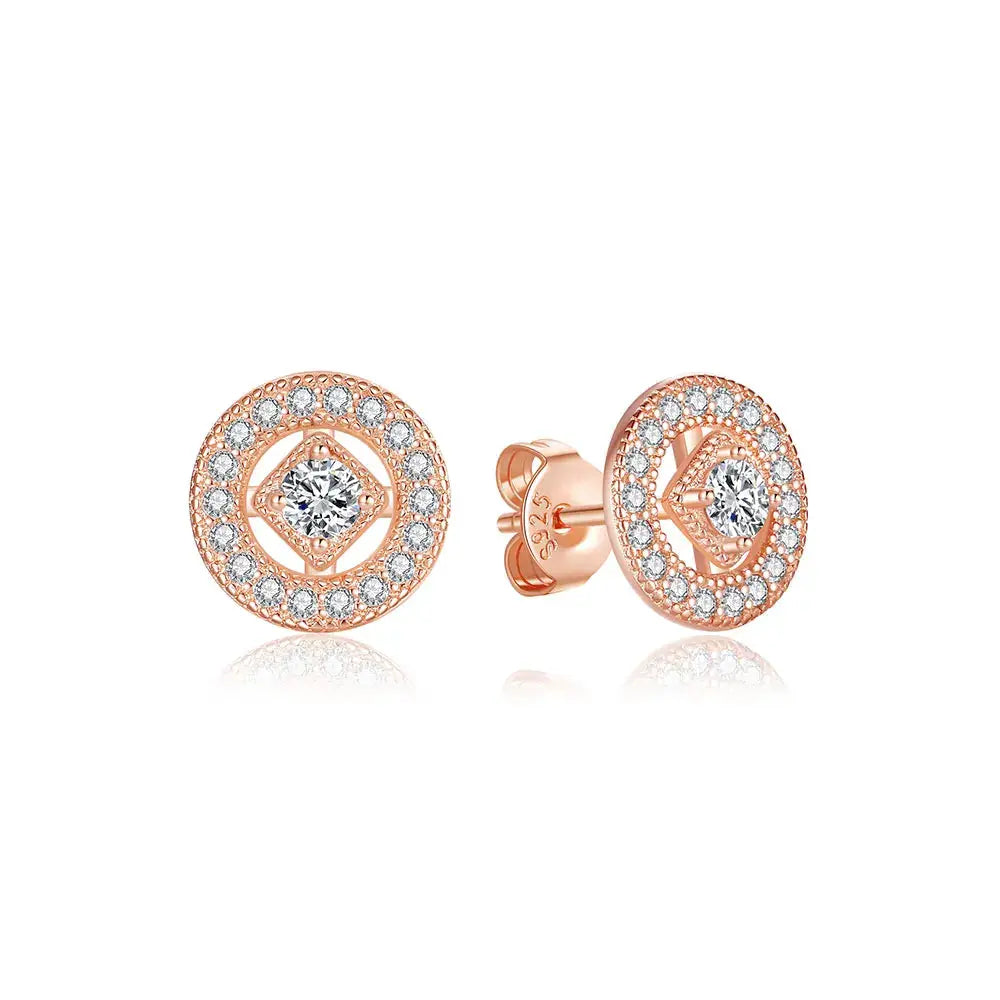 925 Sterling Silver Stud Hoop Earrings For Women Crystal Zircon Rose Gold Crown Heart Infinity Bee Design Jewelry