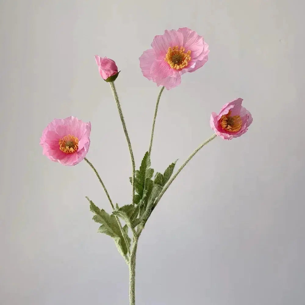 Artificial Silk Poppy Flowers Long Stem for Wedding Centerpieces and Bridal Bouquet Alternative Home Decor