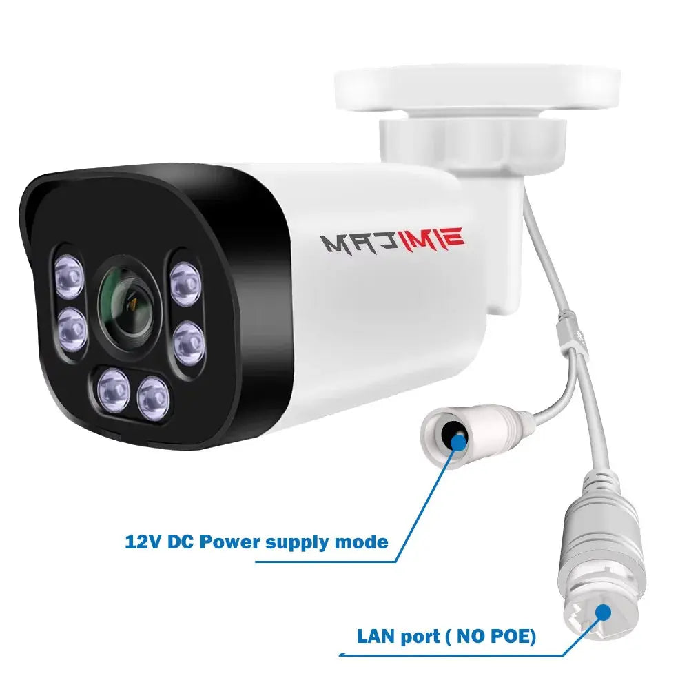 Simples Market white infrared bullet security camera with six IR LEDs, 12V DC power mode, LAN port no PoE.