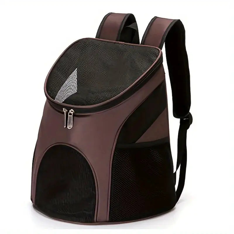 Simples Market portable mesh dog backpack, brown breathable foldable large-capacity carrier