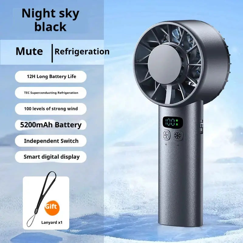HOMEFISH Handheld Cooling Fan USB Rechargeable Outdoor LED Display