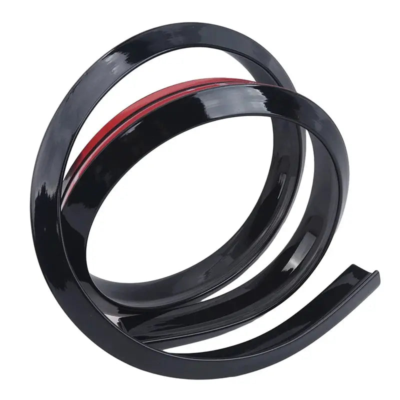 Carbon fiber look car spoiler trim strip, 1.5m, black with red accent, universal fit