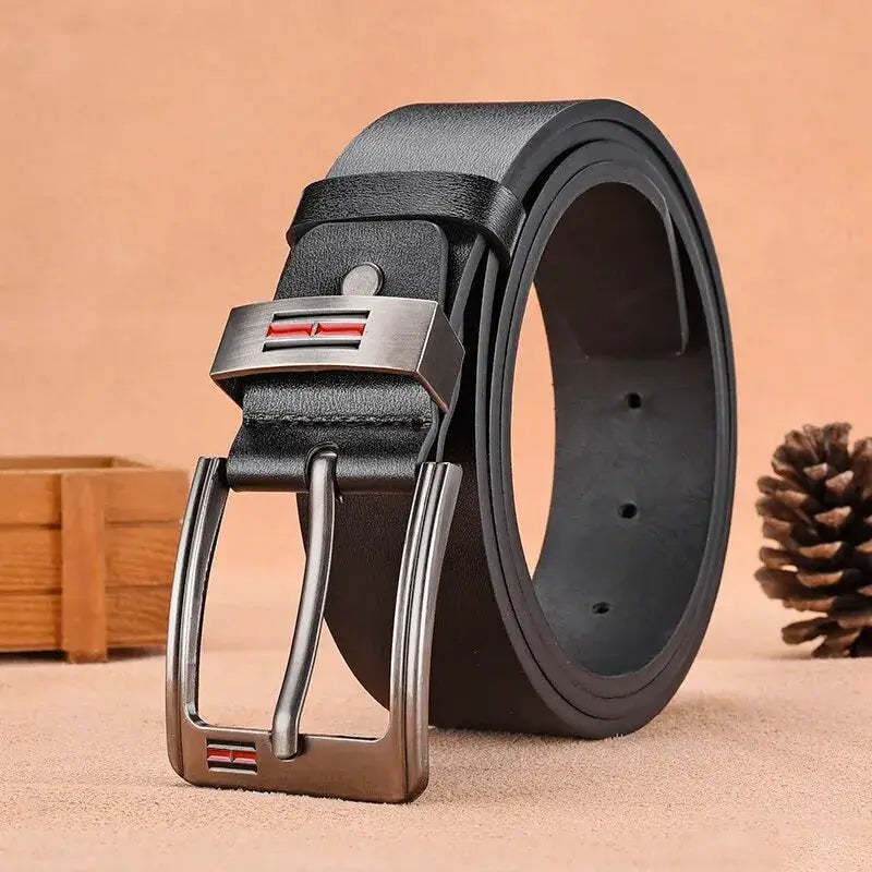 Legacy Leather Mens Buckle Belt Genuine Cowhide Leather Durable Buckle For Business And Casual Wear