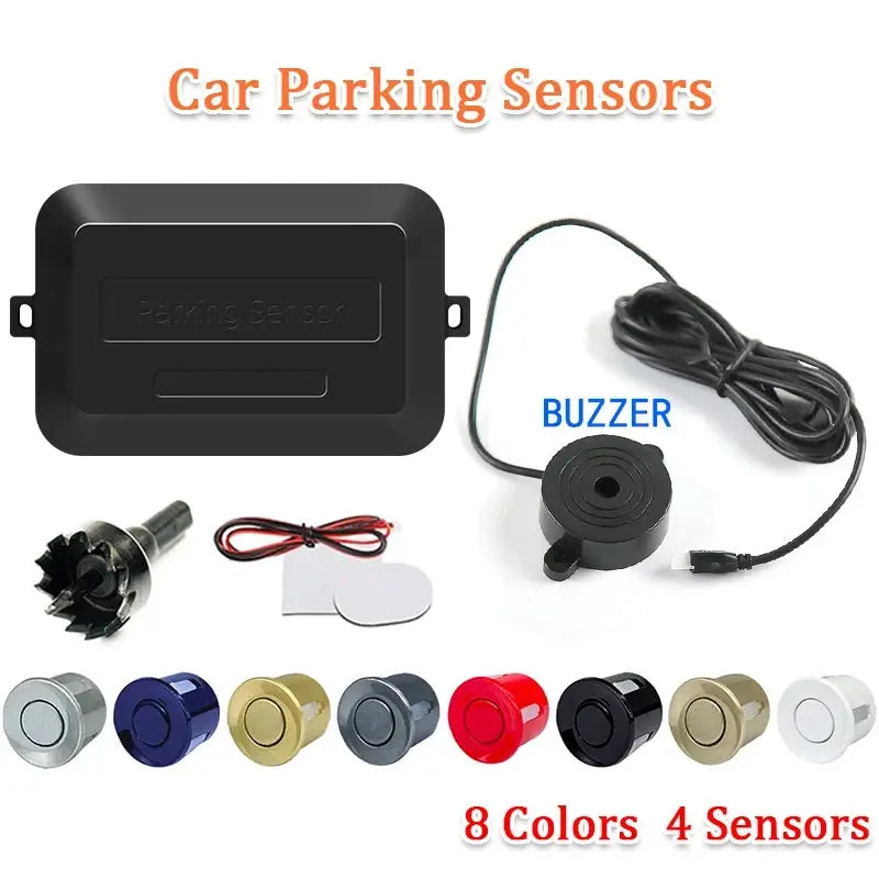 Simples Market car parking sensor kit with 4 sensors and buzzer, 12V control module, 8 color options