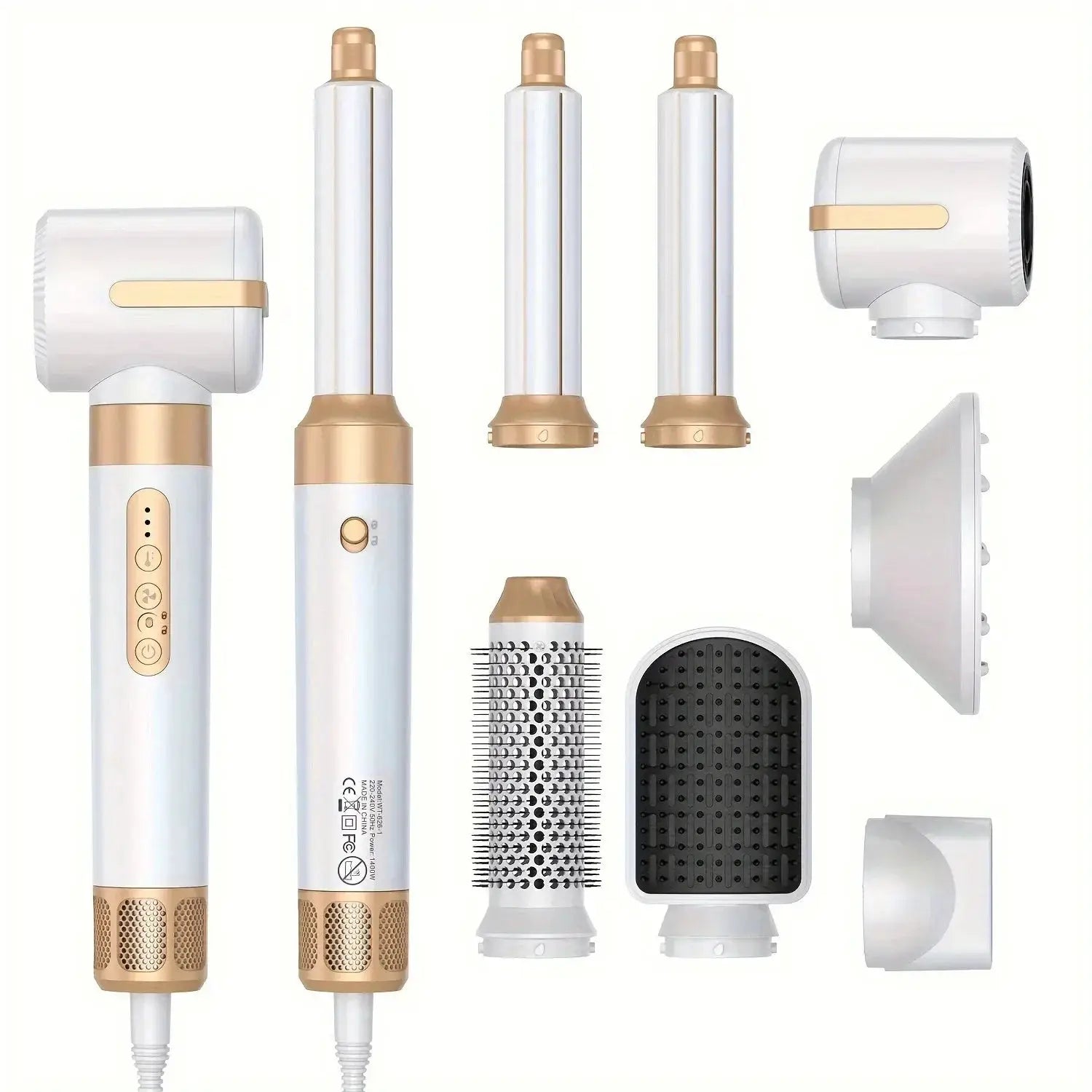 Tinsol 7-in-1 hair dryer brush kit with 2 curling barrels, diffusers and concentrators by Simples Market