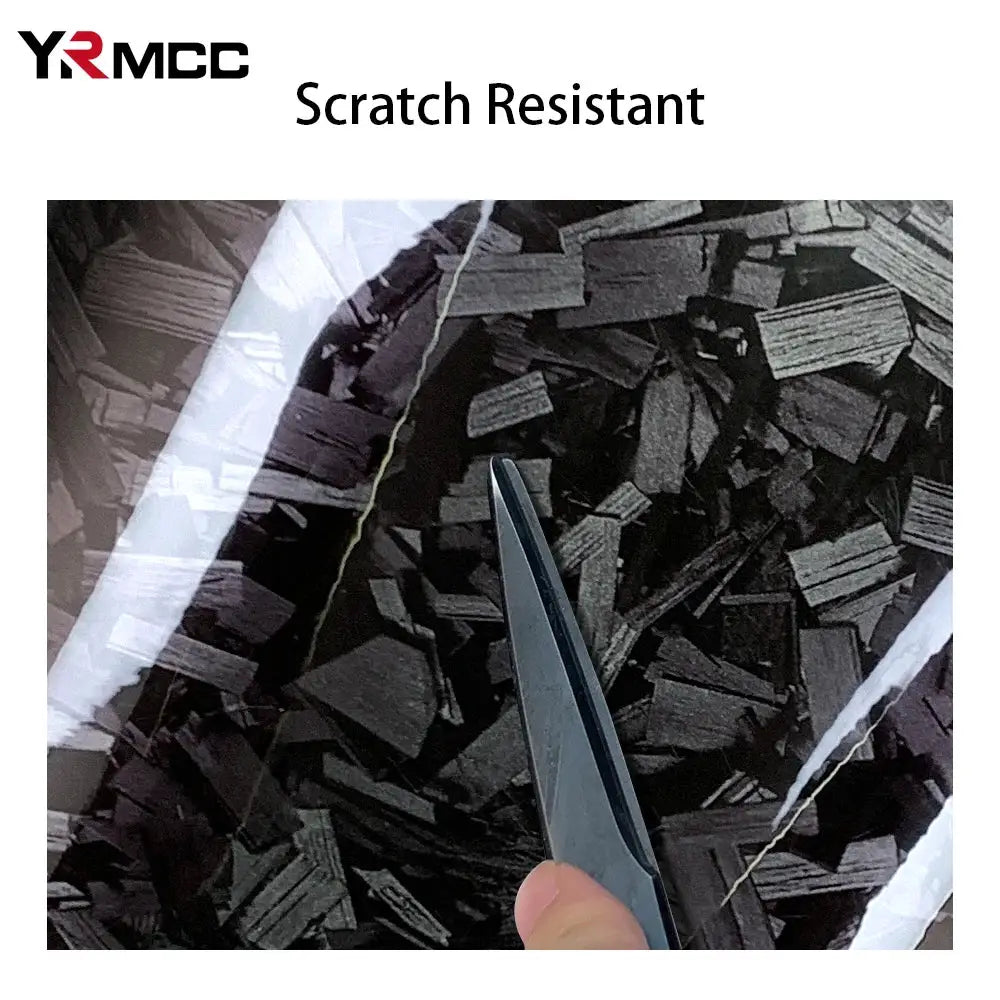 Carbon fiber vinyl wrap by YR MCC, glossy black forged pattern, self-adhesive car body film
