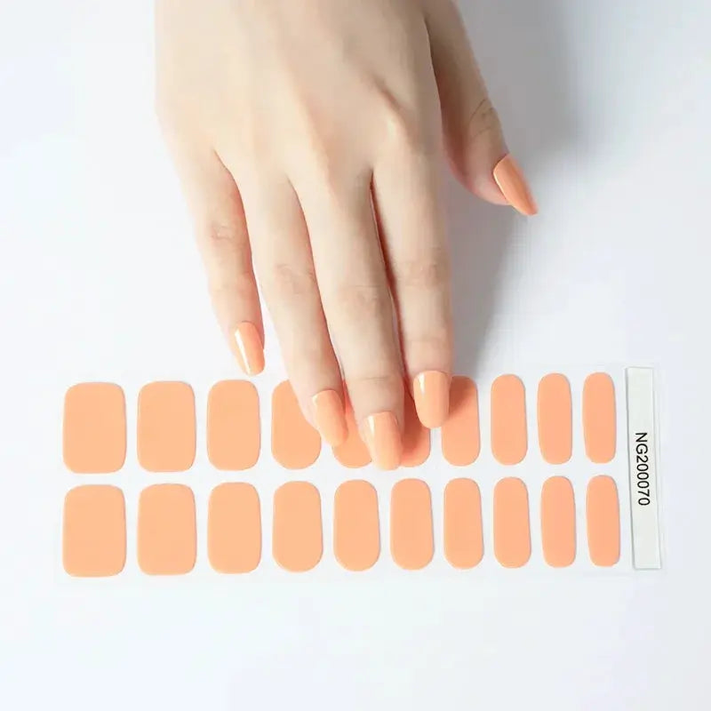 NailLux Semi Cured Nail Wraps For 16 To 20 Tips Easy Full Cover Adhesive Press On Nails Gel Finish UV LED Compatible
