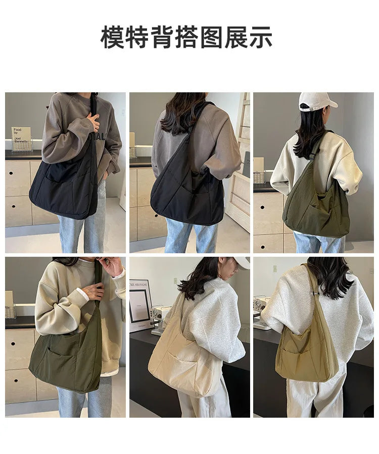 Shoulder bag by Simples Market; soft cloth crossbody in 6 solid colors