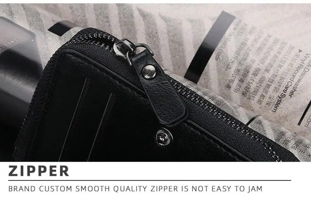 Baellerry men's black PU leather short wallet with RFID blocking and front-pocket card slots