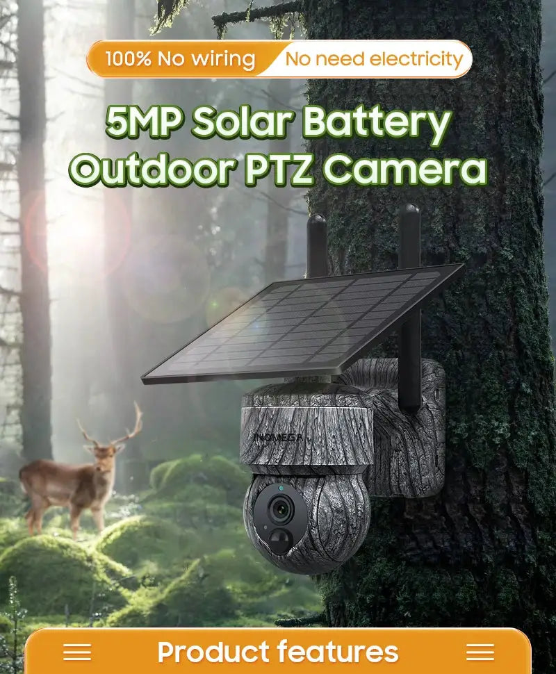 INQMEGA 5MP solar PTZ outdoor security camera with solar panel and 4G SIM by Simples Market