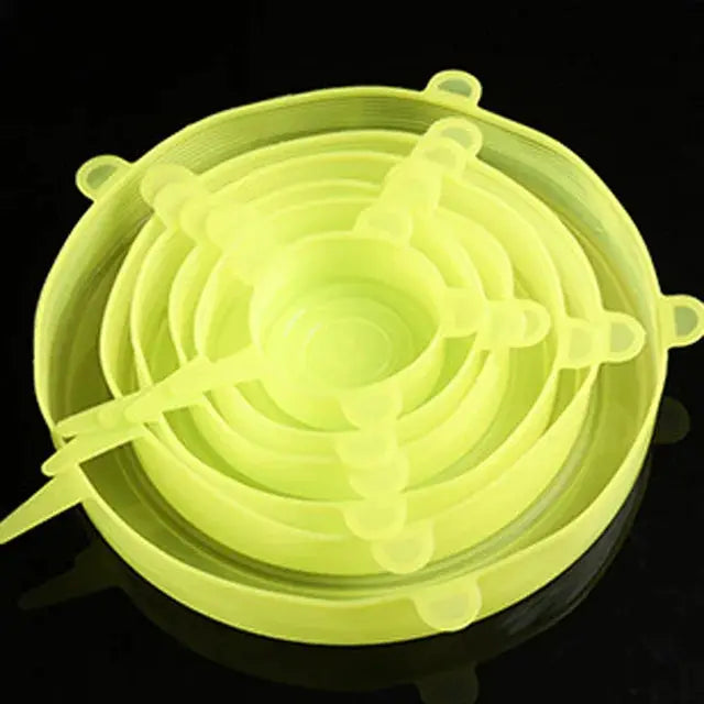 6 Pack Silicone Stretch Lids For Bowls And Containers Kitchen Microwave Covers Universal Fit Airtight Food Storage Lids