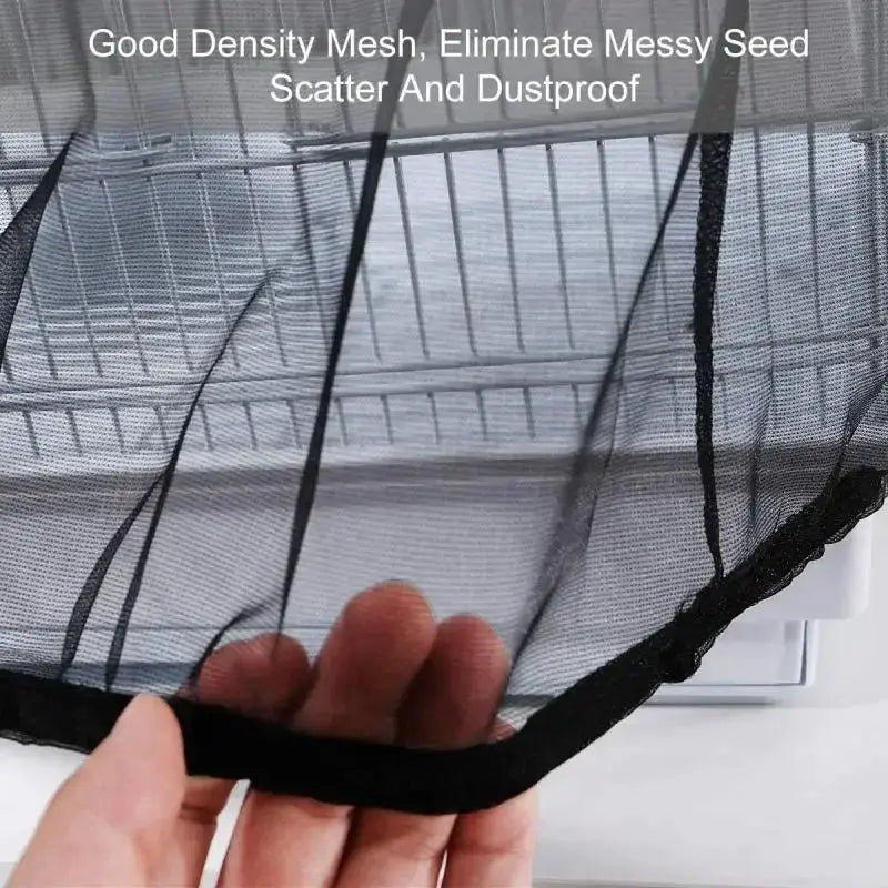 Simples Market mesh bird cage net cover with black edging, stretchy and easy-to-clean for parrot cages