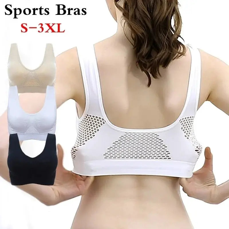 PulseWear Womens Breathable Sports Vest Bra with Sweat Absorbent Pad for Track and Field Gym Running Light Comfort