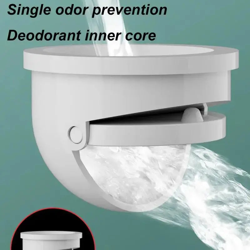 Simples Market retractable anti-odor drain filter, white plastic kitchen/bathroom downspout with flip-top lid.