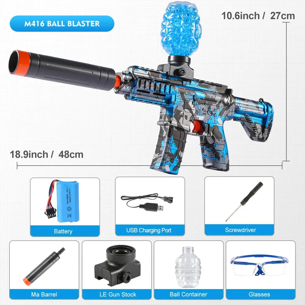 M416 Electric Ball Blaster Toy Gun High Speed Metallic Finish Rechargeable Outdoor Party Gift