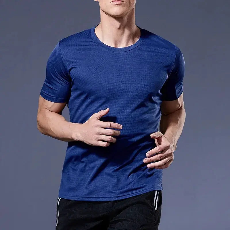 Men's short-sleeve blue quick-dry breathable sports T-shirt by Simples Market