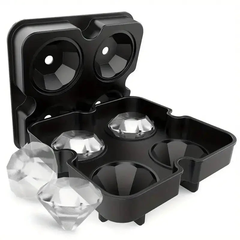 Silicone 3D Ice Mold Skull Ball Diamond Shapes Reusable Ice Cube Tray Easy Release For Whiskey Cocktails Party Supplies