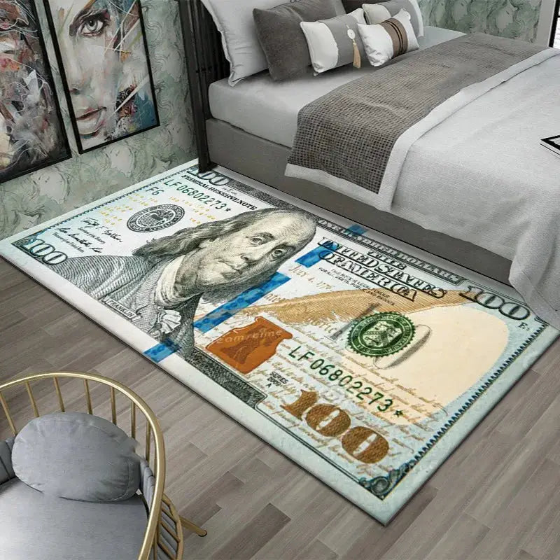Colorful Dollar Money Print Carpet Rug Large Area Non Slip Stain Resistant Entryway Bedroom Floor Mat Decoration