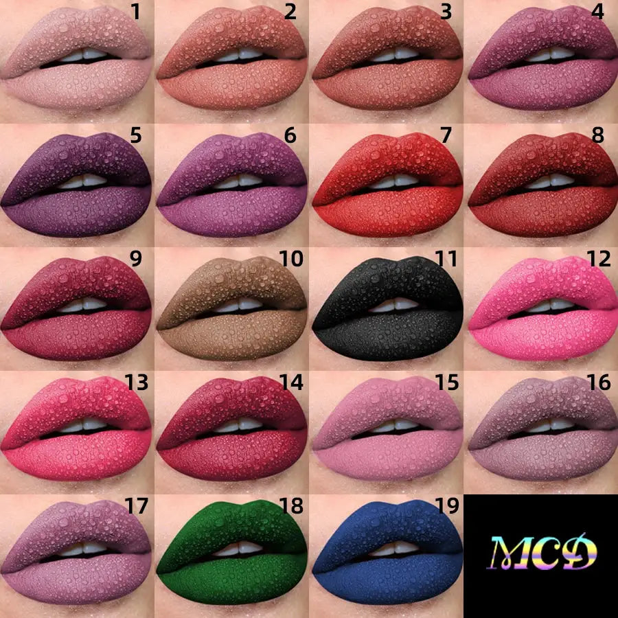 19 Colors Matte Velvet Lip Gloss Waterproof Long Lasting Liquid Lipstick With Nude Red Lip Tint And Lip Glaze