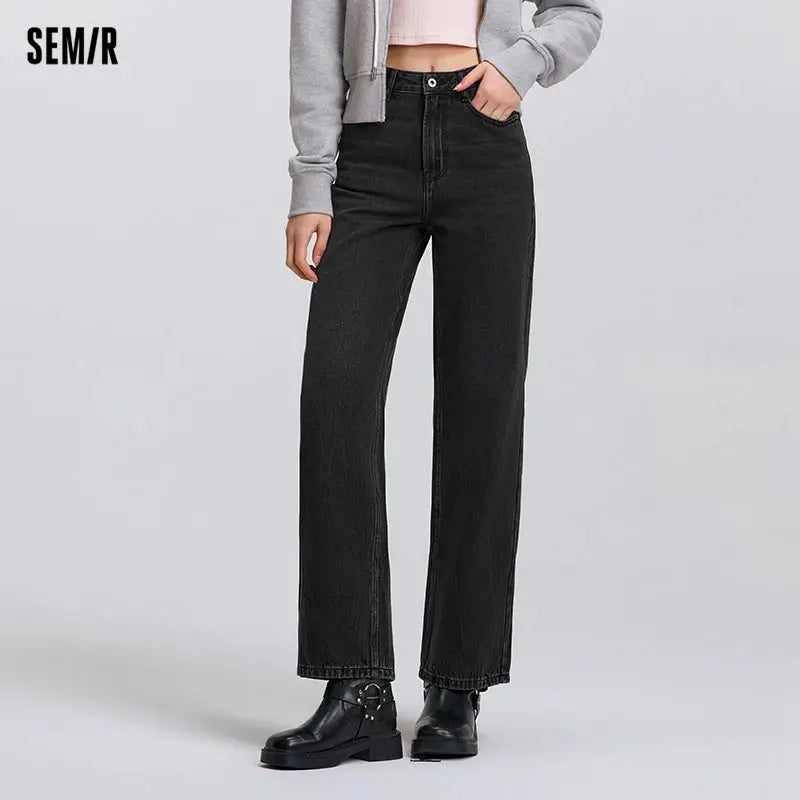 Semir Jeans Women Vintage Wide Leg Trousers Spring 2025 Soft Denim