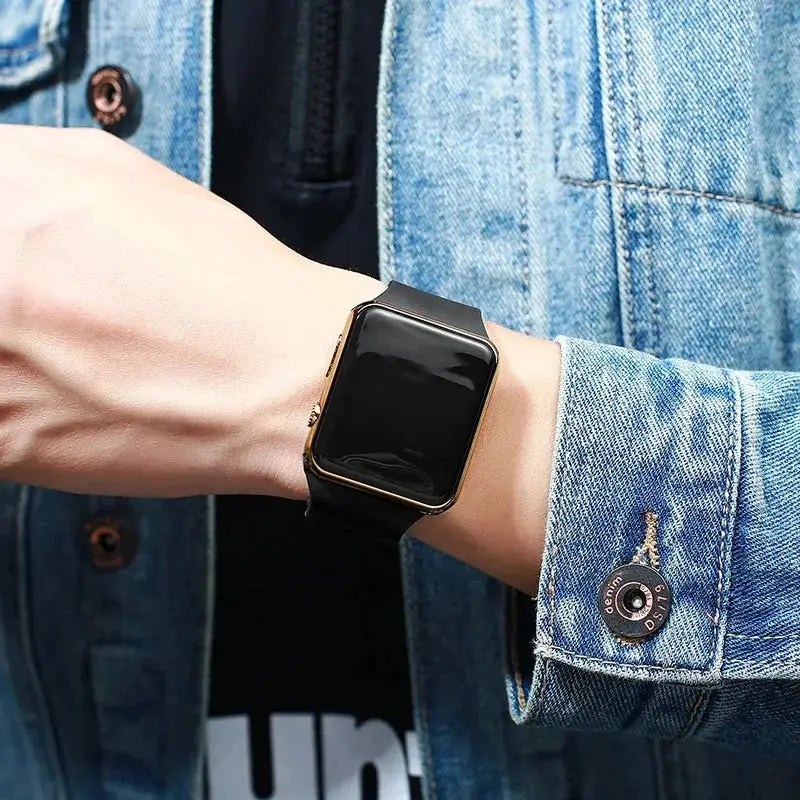 NovaTime Digital LED Watch for Men and Women Sleek Black Silicone Strap Easy Read Display
