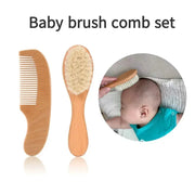 Baby brush and comb set, beech wood, 2-piece gift kit