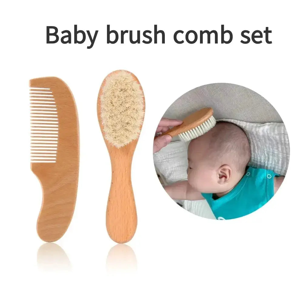 Baby brush and comb set, beech wood, 2-piece gift kit