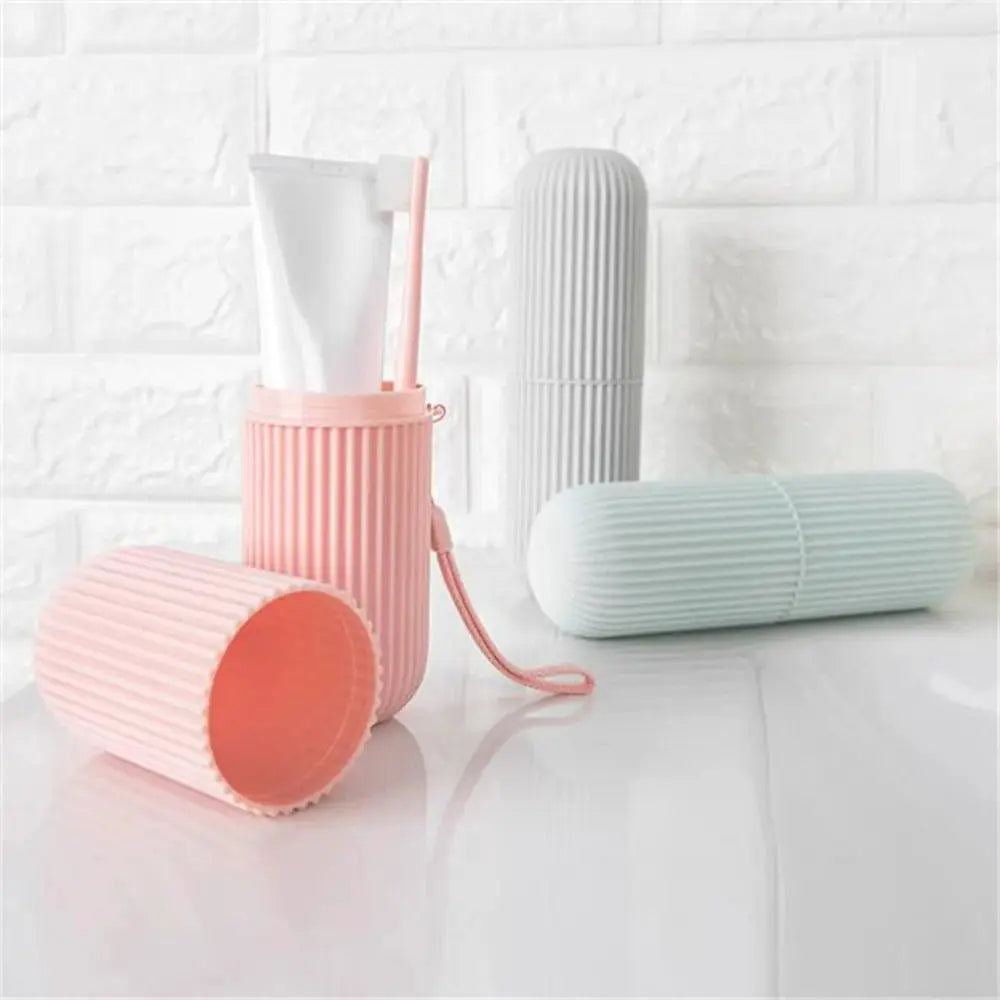 JetSet Travel Toothbrush Box Portable Hygienic Organizer With Brushing Cup And Toothpaste Storage