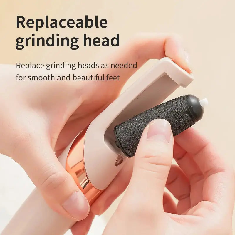 HOMEFISH electric foot grinder with replaceable grinding head, beige body and black roller by Simples Market.