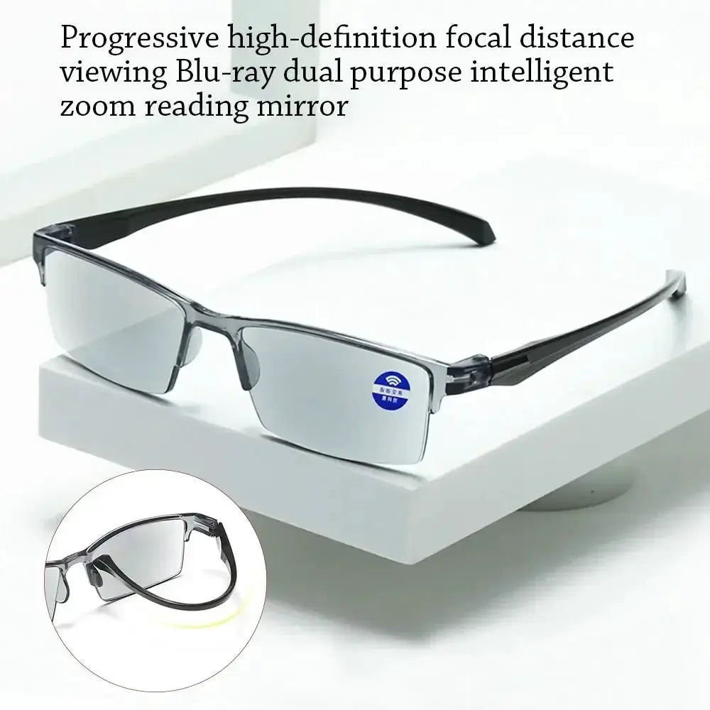 NovaVision Smart Auto Zoom Reading Glasses With Autofocus Power And Anti Blue Light Half Rim For Near And Far Vision